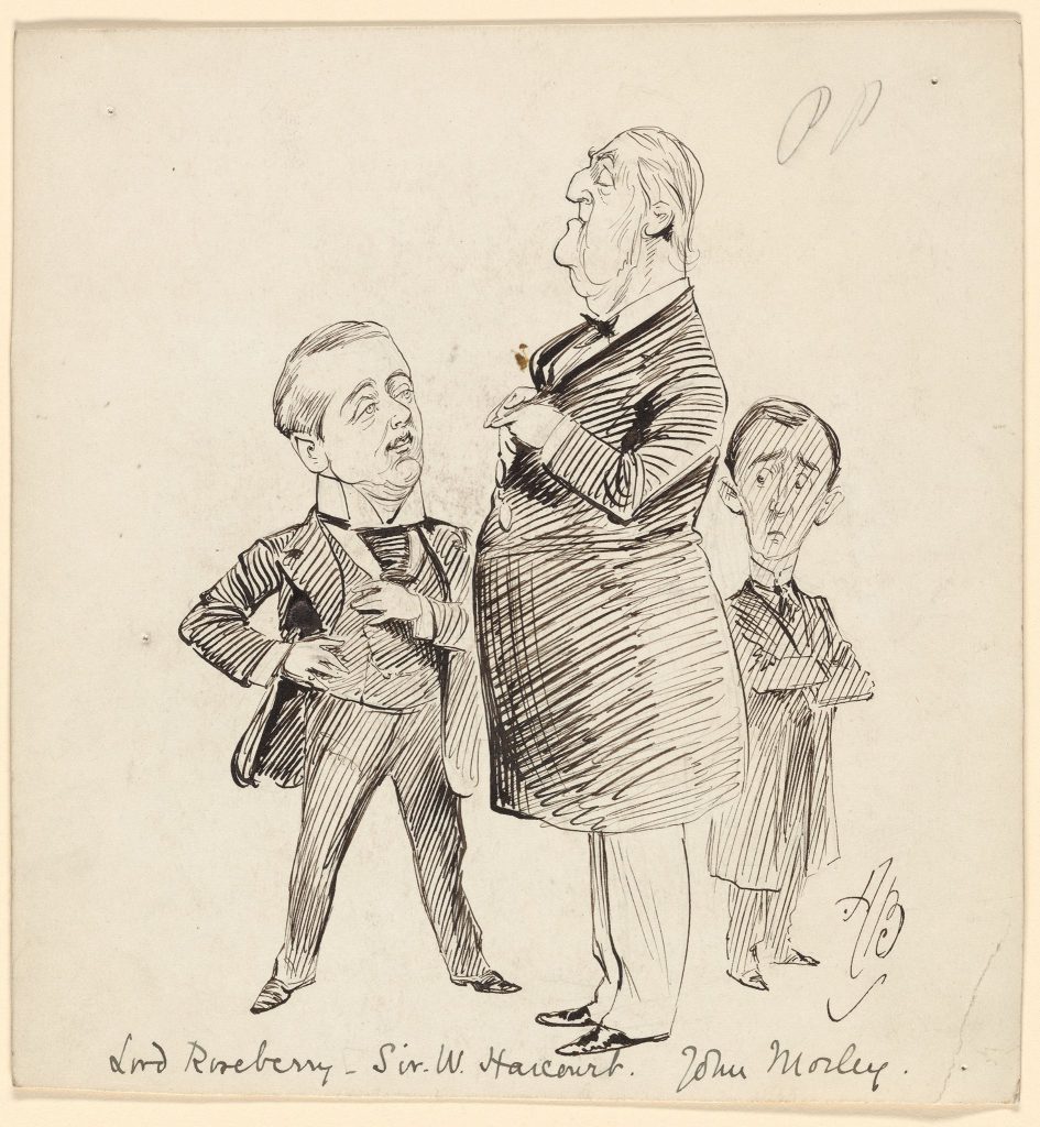 cartoon of Rosebery, Harcourt and Morley