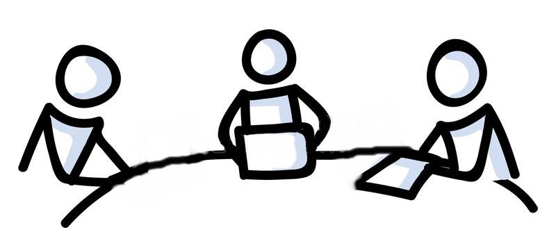 stickmen sat talking