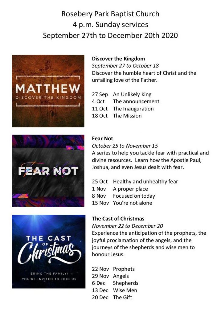flyer for 4pm Sunday service Sept 2020 onwards