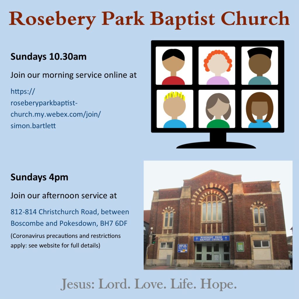 ad for morning services online and afternoon services in church
